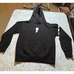 Billie Eilish Hoodie Youth Large Black Pullover‎ Sweatshirt Sleeve Logo